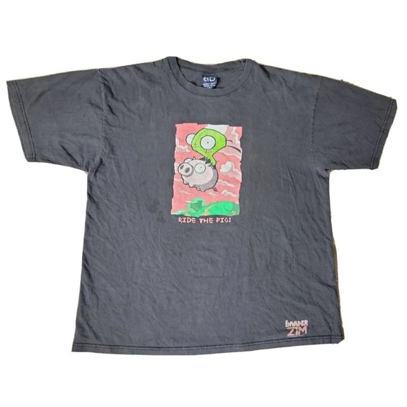 Vintage Invader Zim "Ride The Pig" T-Shirt 2001 Size Adult XL XLarge Cartoon - Picture 1 of 11